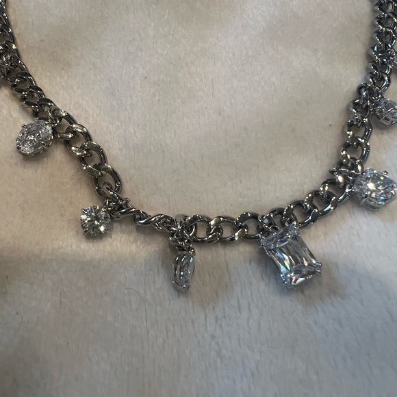 Rhodium-Plated Crystal Charm Necklace, 16-1/2" + 3" extender - Picture 3 of 8